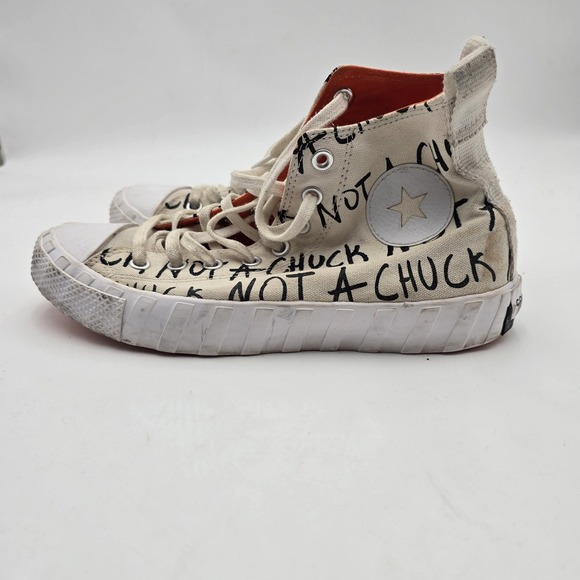 Converse Not A Chuck Shoes Mens Size 8.5 Beige Canvas High Top Sneaker 166503C - Picture 2 of 9